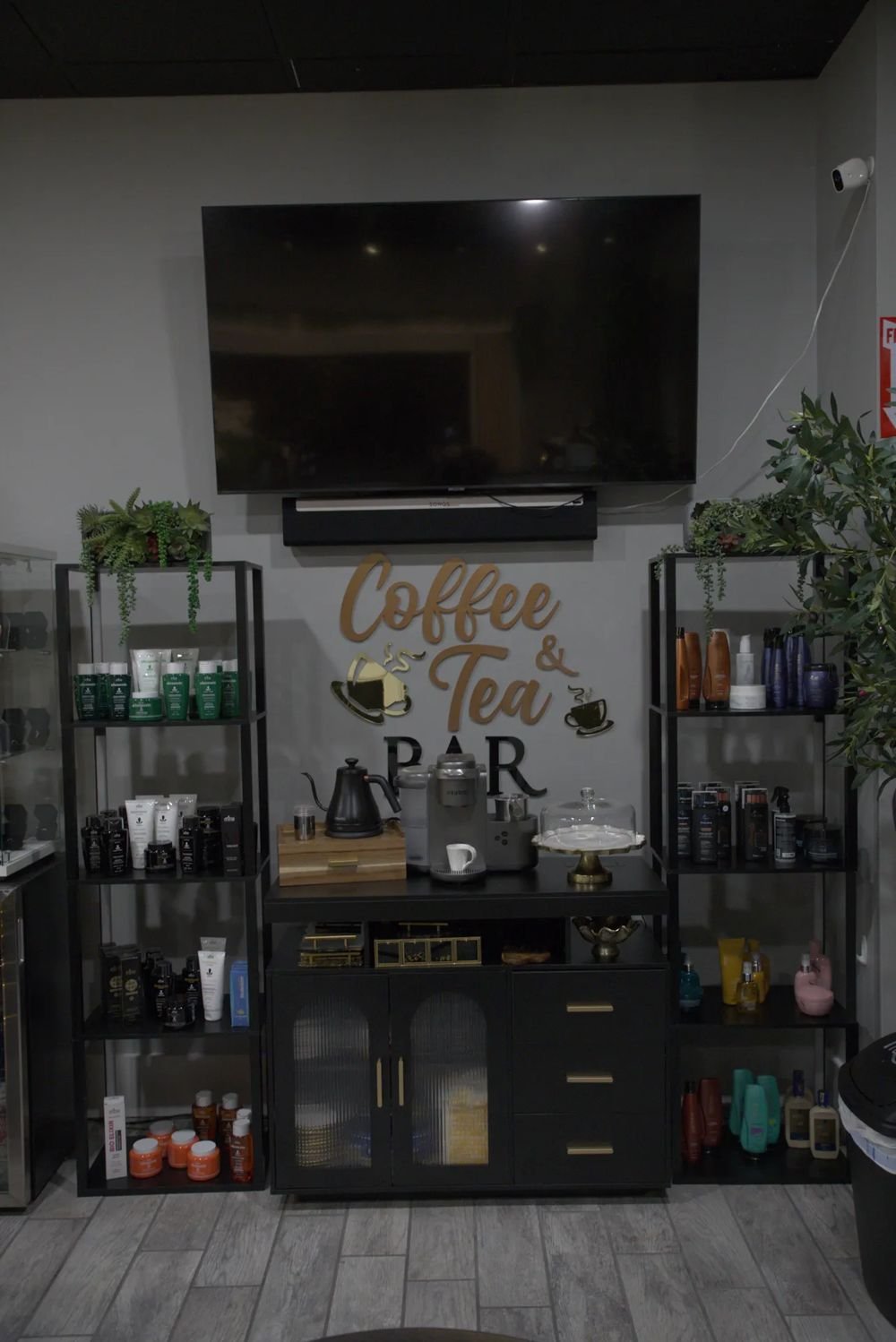 Coffee and tea bar at TM Beauty
